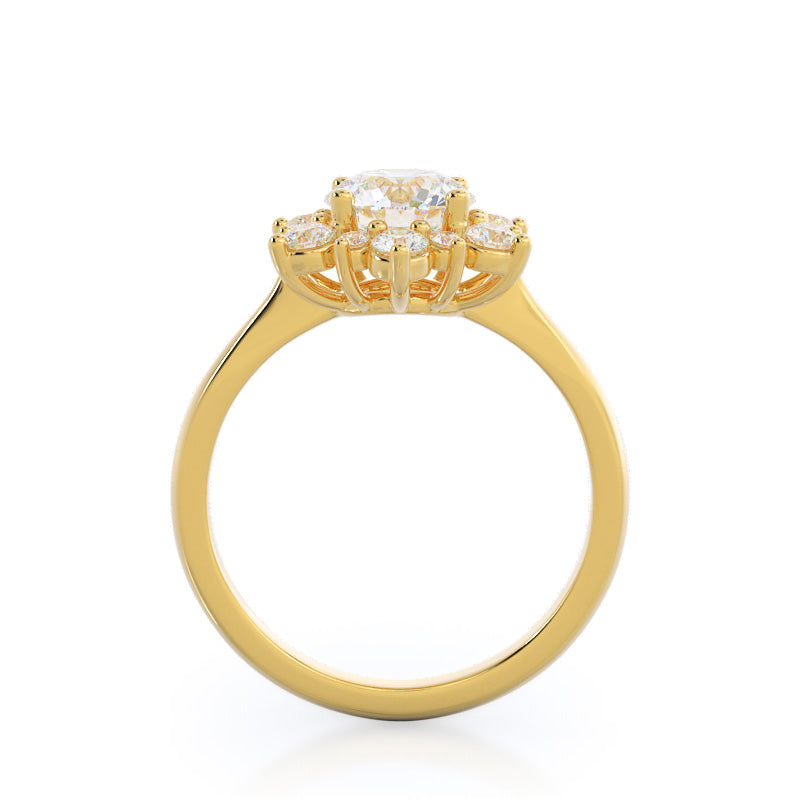 Round Cut Star Halo Diamond Engagement Ring with Lab Grown Diamond in 14KT Yellow Gold view 2
