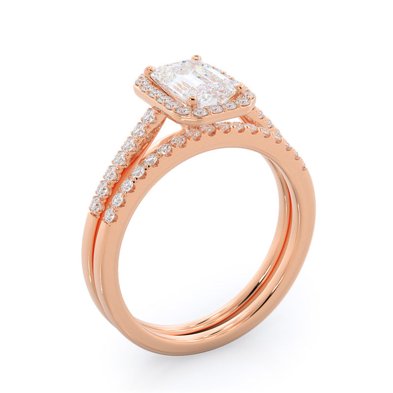 Pave Halo Engagement Ring with Oval Cut Diamond in 14KT Rose Gold view 4
