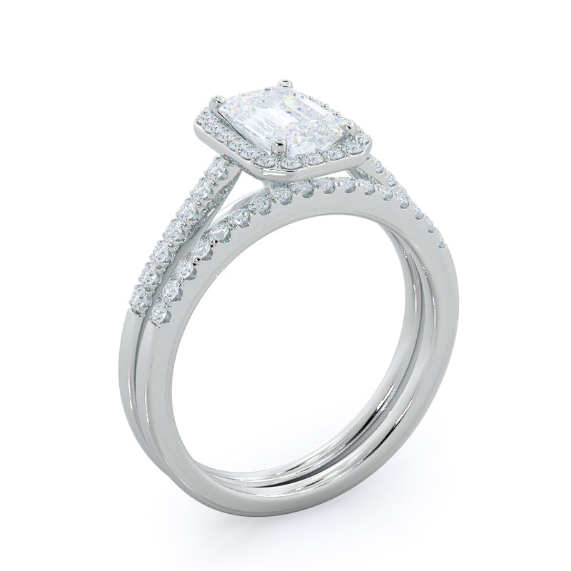 Pave Halo Engagement Ring with Oval Cut Diamond in 14KT Platinum view 4
