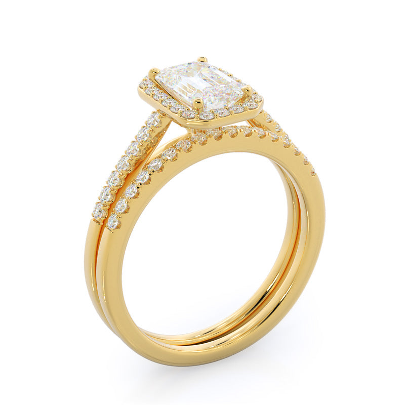 Pave Halo Engagement Ring with Oval Cut Diamond in 14KT Yellow Gold view 4
