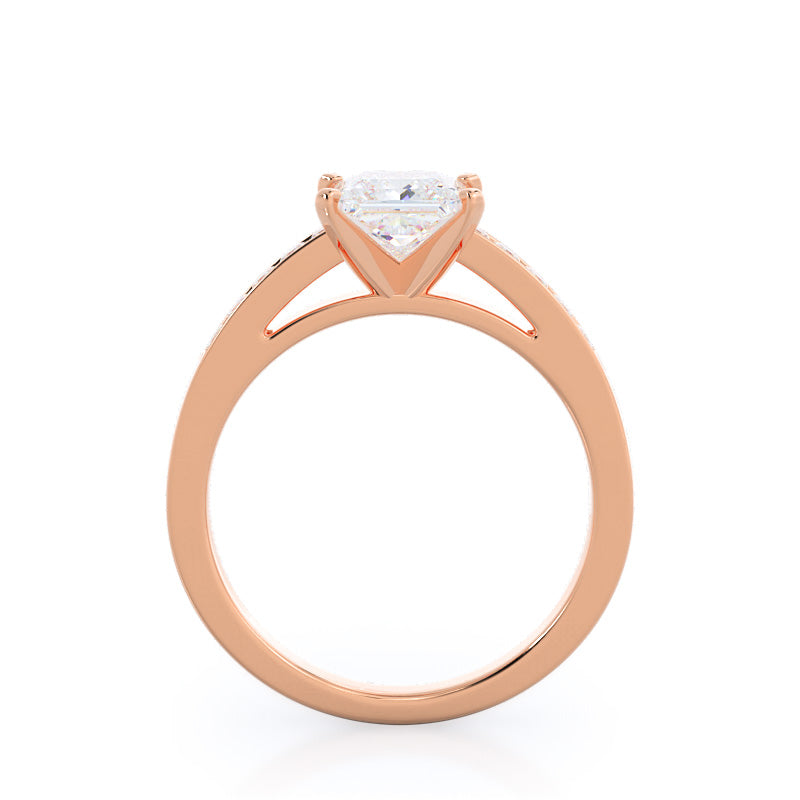 Princess Cut Channel Set Princess Engagement Ring with Lab Grown Diamond in 14KT Rose Gold view 2
