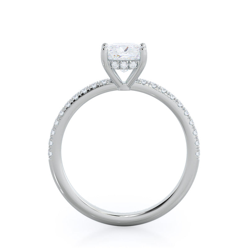 Cushion Cut Diamond Basket Pave Engagement Ring with Lab Grown Diamond in 14KT Platinum view 2
