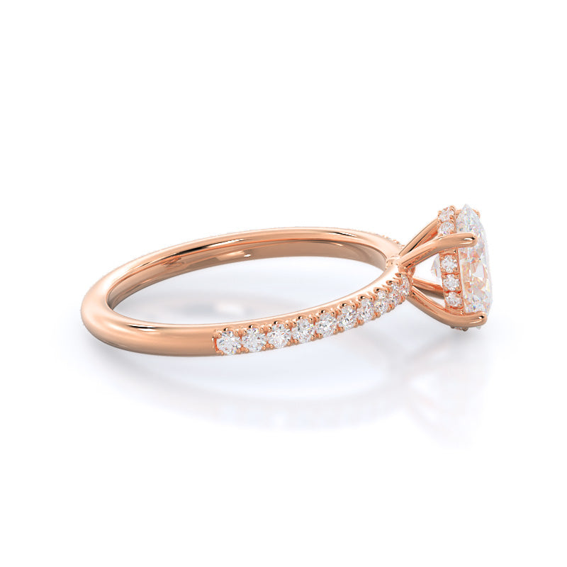 Oval Cut Vine Diamond Engagement Ring with Lab Grown Diamond in 14KT Rose Gold view 3
