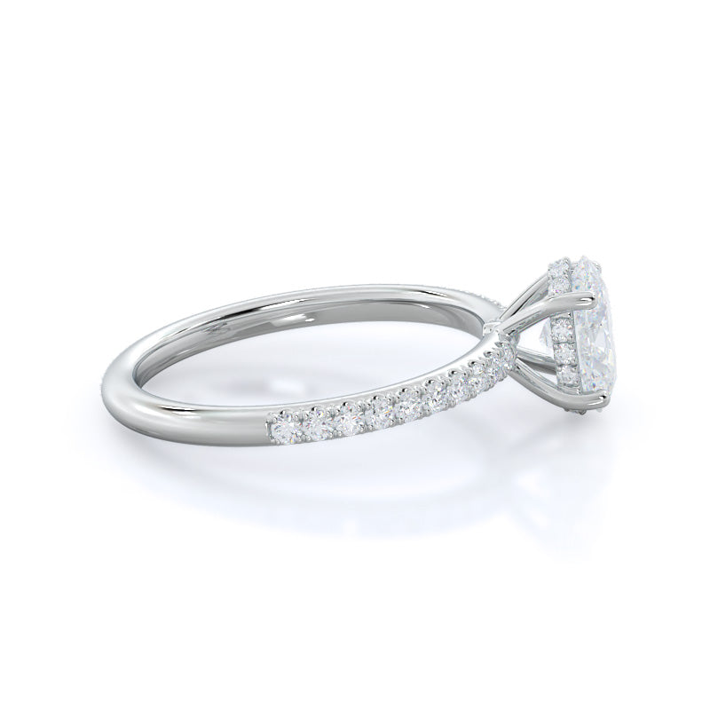 Oval Cut Diamond Basket Pave Engagement Ring with Lab Grown Diamond in 14KT Platinum view 3
