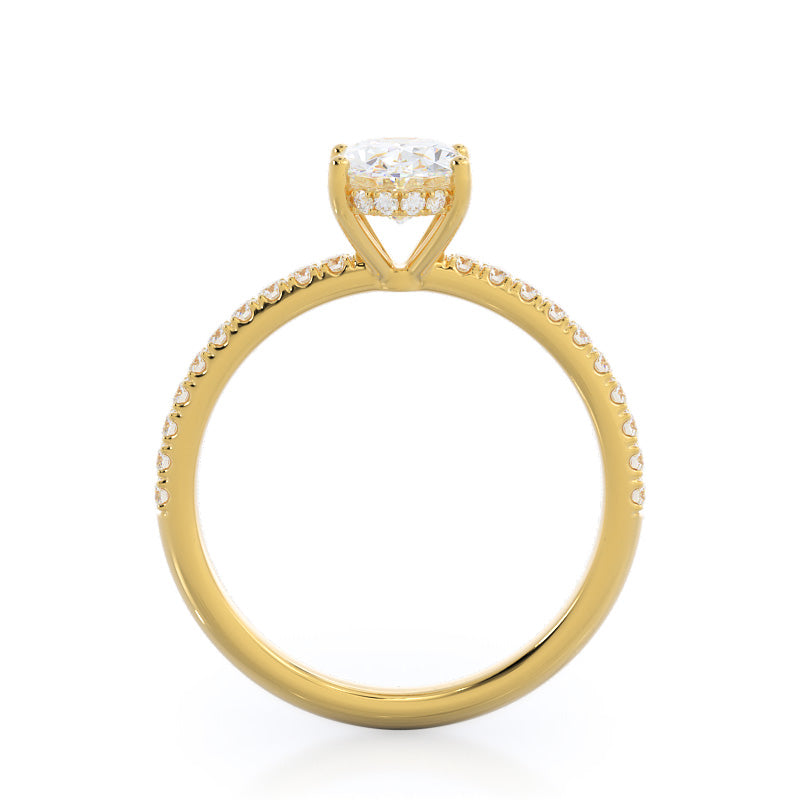 Oval Cut Diamond Basket Pave Engagement Ring with Lab Grown Diamond in 14KT Yellow Gold view 2
