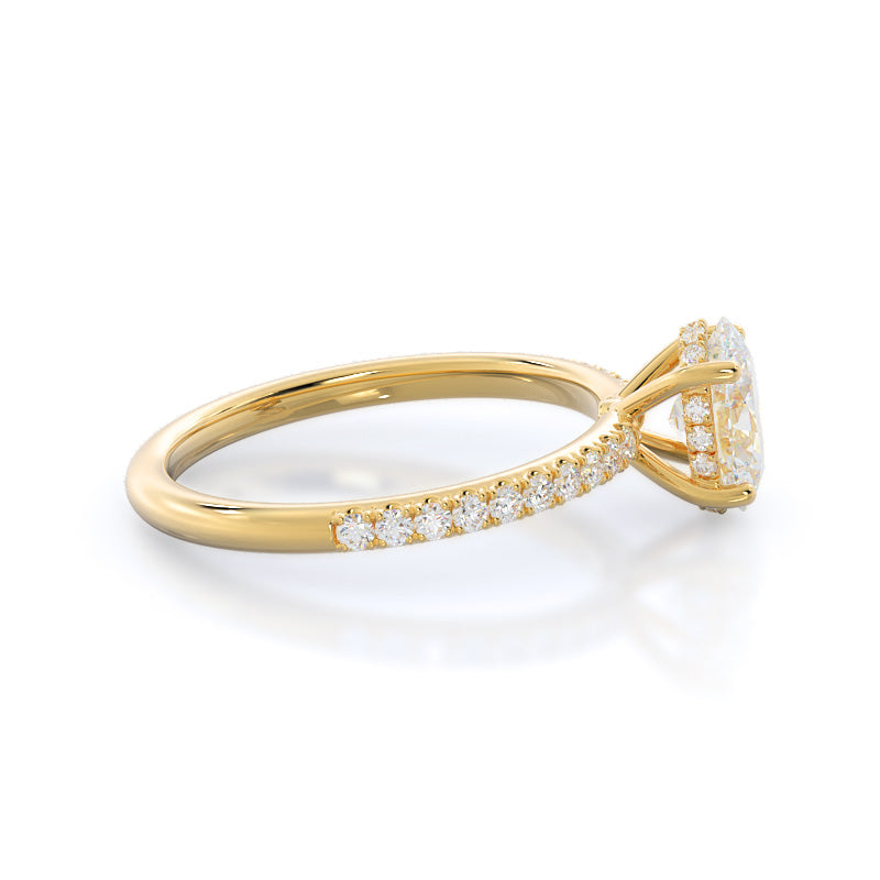 Oval Cut Diamond Basket Pave Engagement Ring with Lab Grown Diamond in 14KT Yellow Gold view 3
