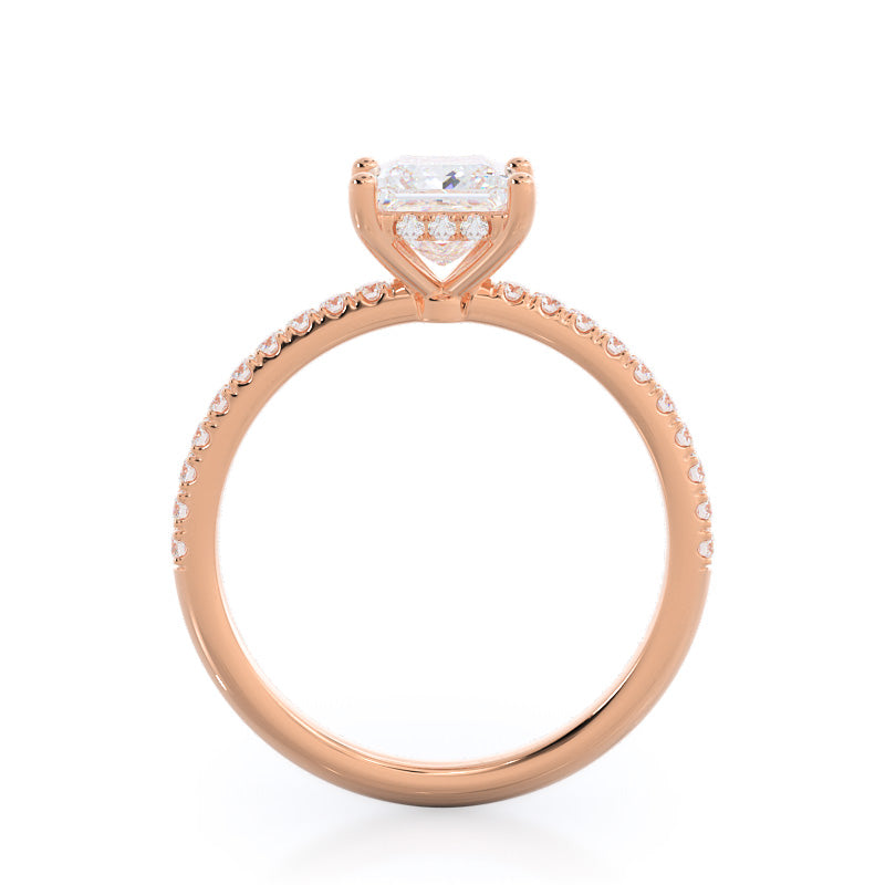 Princess Cut Diamond Basket Pave Engagement Ring with Lab Grown Diamond in 14KT Rose Gold view 2
