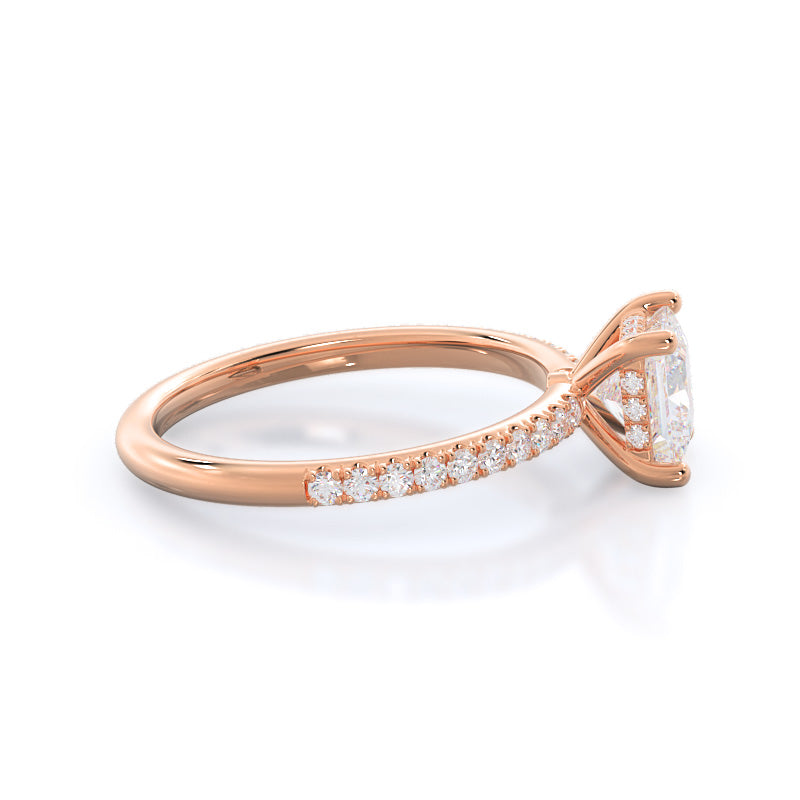Princess Cut Diamond Basket Pave Engagement Ring with Lab Grown Diamond in 14KT Rose Gold view 3
