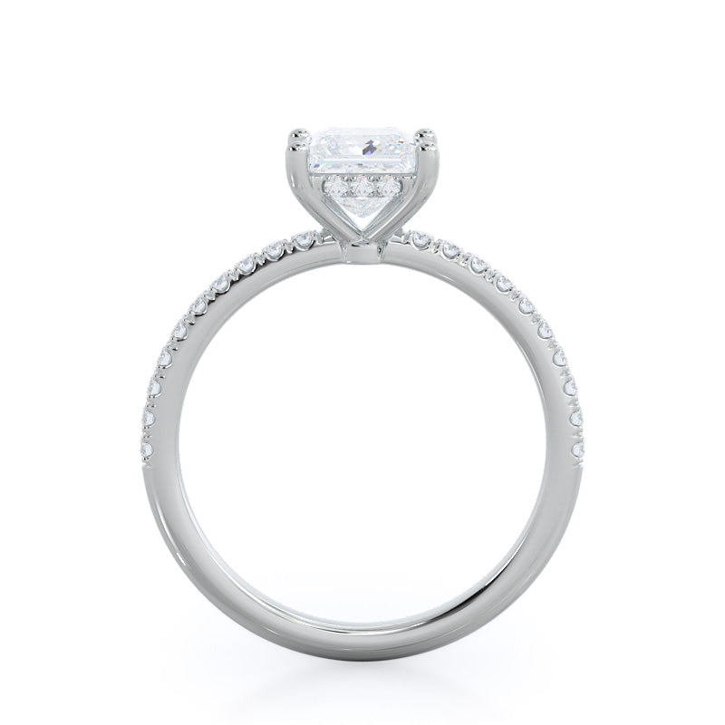 Princess Cut Diamond Basket Pave Engagement Ring with Lab Grown Diamond in 14KT Platinum view 2
