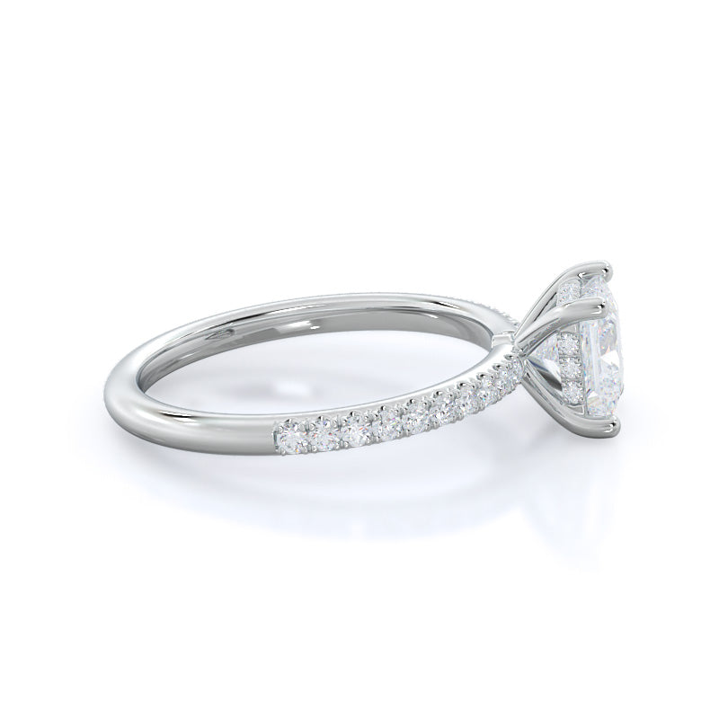 Princess Cut Diamond Basket Pave Engagement Ring with Lab Grown Diamond in 14KT Platinum view 3
