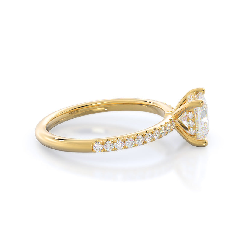 Princess Cut Diamond Basket Pave Engagement Ring with Lab Grown Diamond in 14KT Yellow Gold view 3
