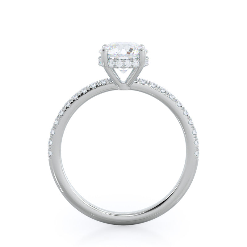 Round Cut Diamond Basket Pave Engagement Ring with Lab Grown Diamond in 14KT Platinum view 2
