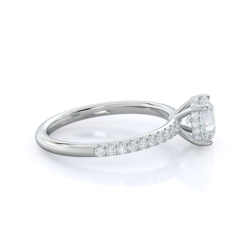 Round Cut Diamond Basket Pave Engagement Ring with Lab Grown Diamond in 14KT Platinum view 3
