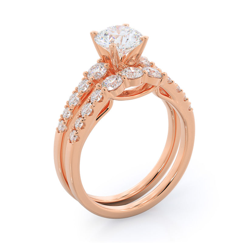 Regalia Pave Diamond Engagement Ring with Round Cut Diamond in 14KT Rose Gold view 4
