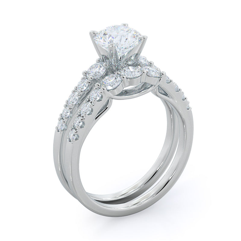 Regalia Pave Diamond Engagement Ring with Round Cut Diamond in 14KT Platinum view 4

