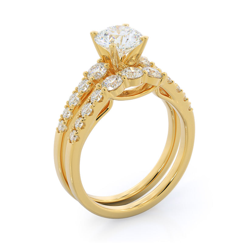 Regalia Pave Diamond Engagement Ring with Round Cut Diamond in 14KT Yellow Gold view 4
