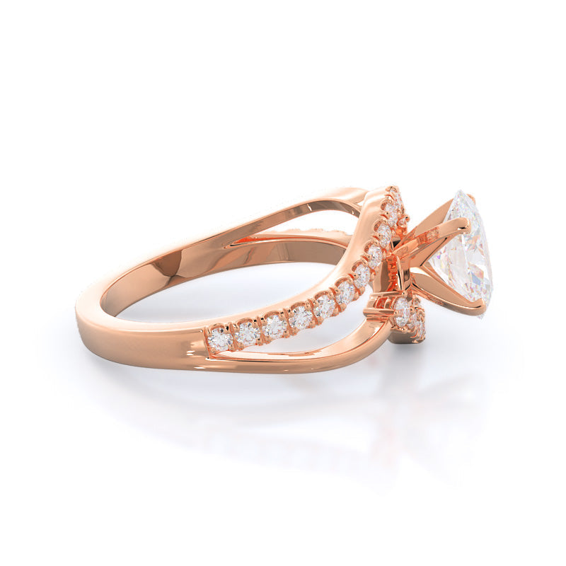 Oval Cut Two Tone Bypass Diamond Engagement Ring with Lab Grown Diamond in 14KT Rose Gold view 3
