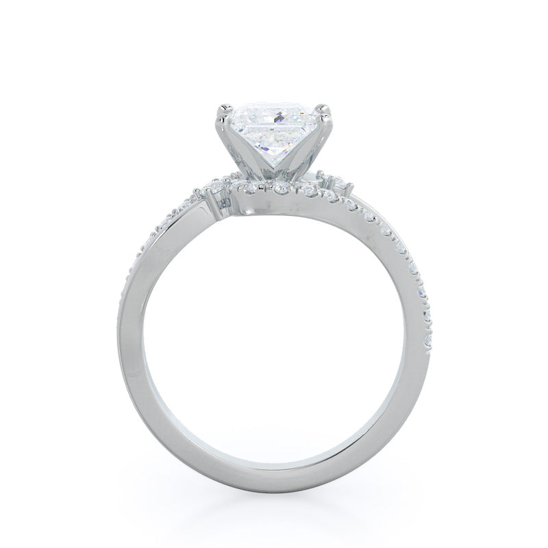 Princess Cut Two Tone Bypass Diamond Engagement Ring with Lab Grown Diamond in 14KT Platinum view 2
