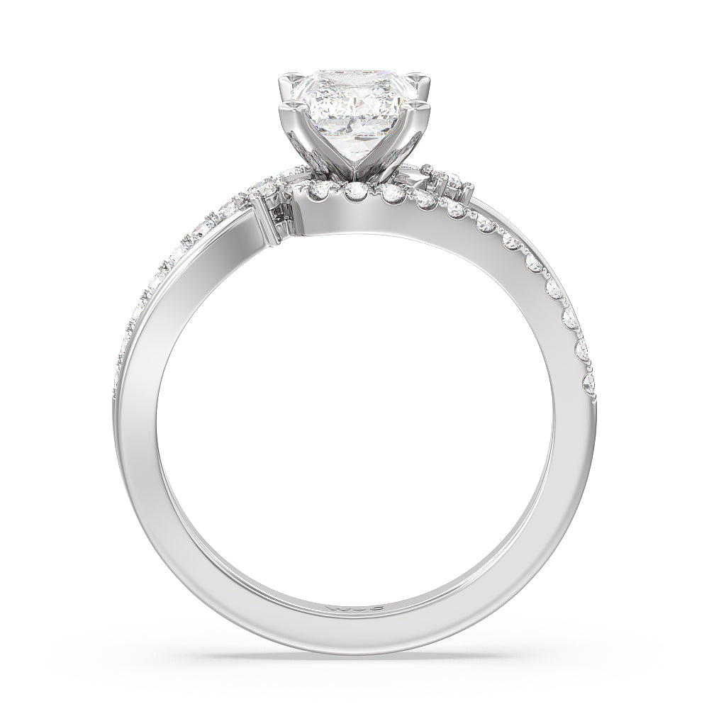 Two Tone Bypass Diamond Engagement Ring with Radiant Cut Diamond in 14KT Platinum view 2
