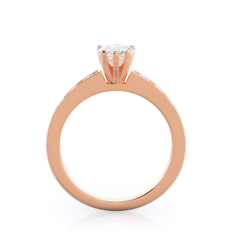 Graduated Pave Engagement Ring with Pear Cut Diamond in 14KT Rose Gold view 2
