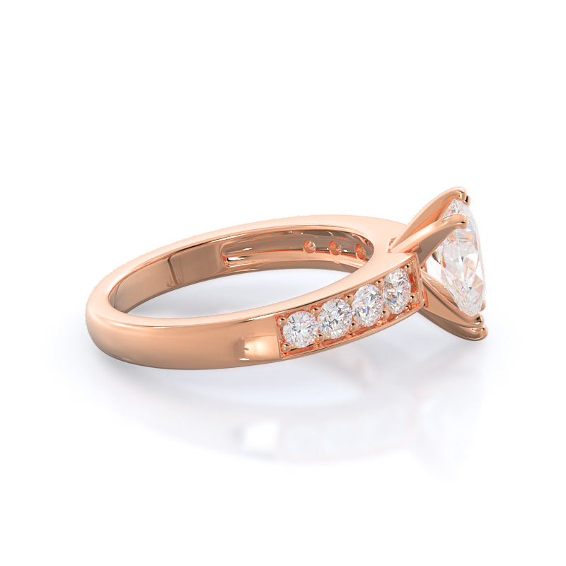 Graduated Pave Engagement Ring with Pear Cut Diamond in 14KT Rose Gold view 3
