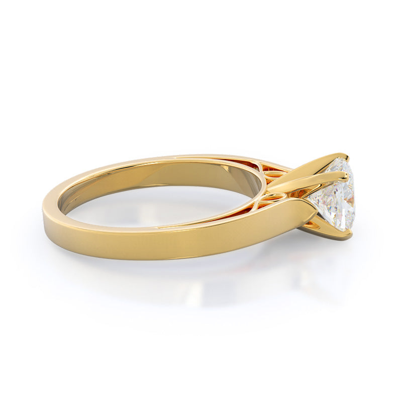 Grace Solitaire Diamond Engagement Ring with Cushion Cut Diamond in 14KT Yellow Gold view 3
