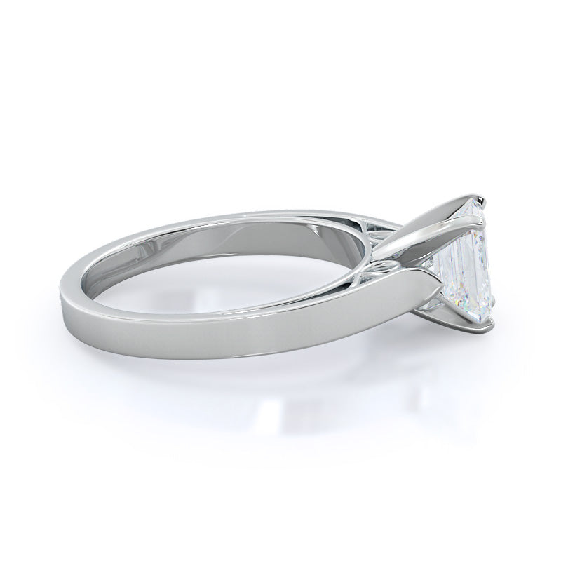 Grace Solitaire Diamond Engagement Ring with Emerald Cut Diamond in 14KT Platinum view 3
