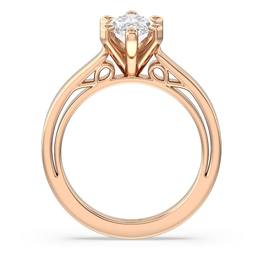 Grace Solitaire Diamond Engagement Ring with Marquise Cut Diamond in 14KT Rose Gold view 2
