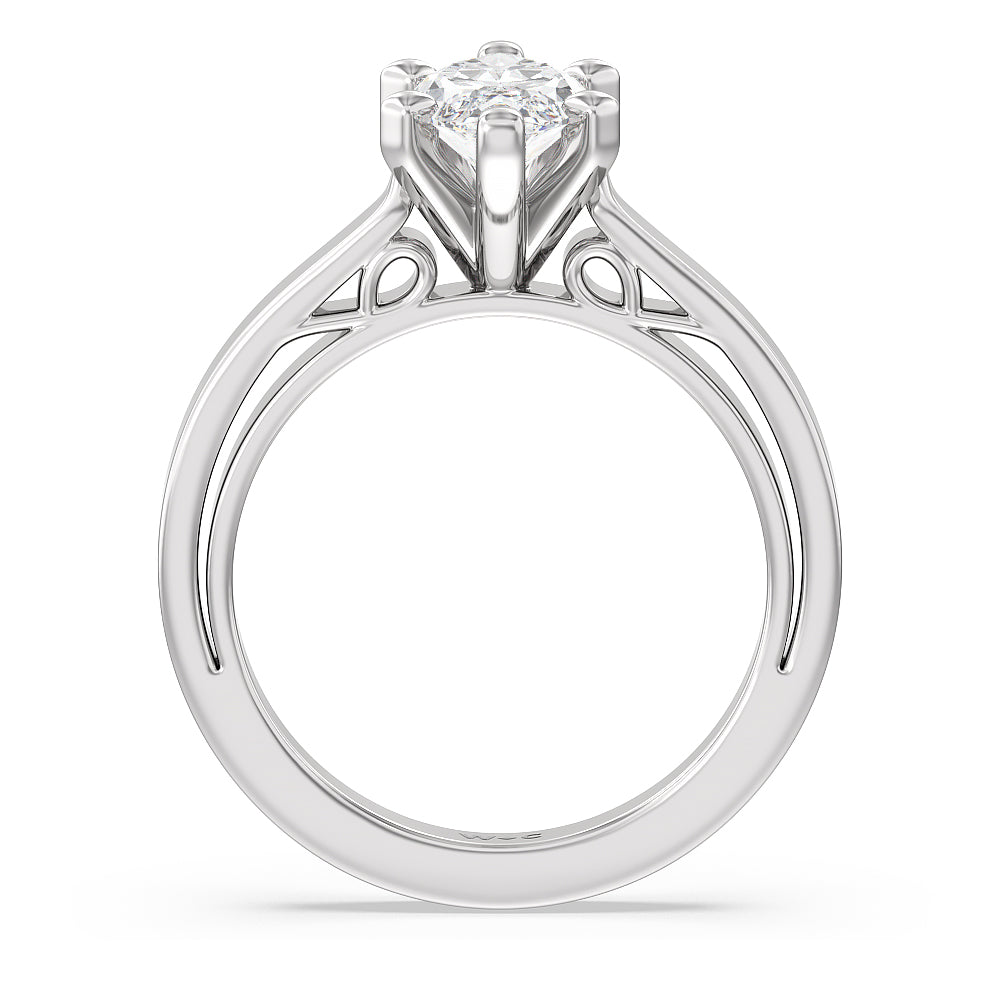 Grace Solitaire Diamond Engagement Ring with Marquise Cut Diamond in 14KT Platinum view 2
