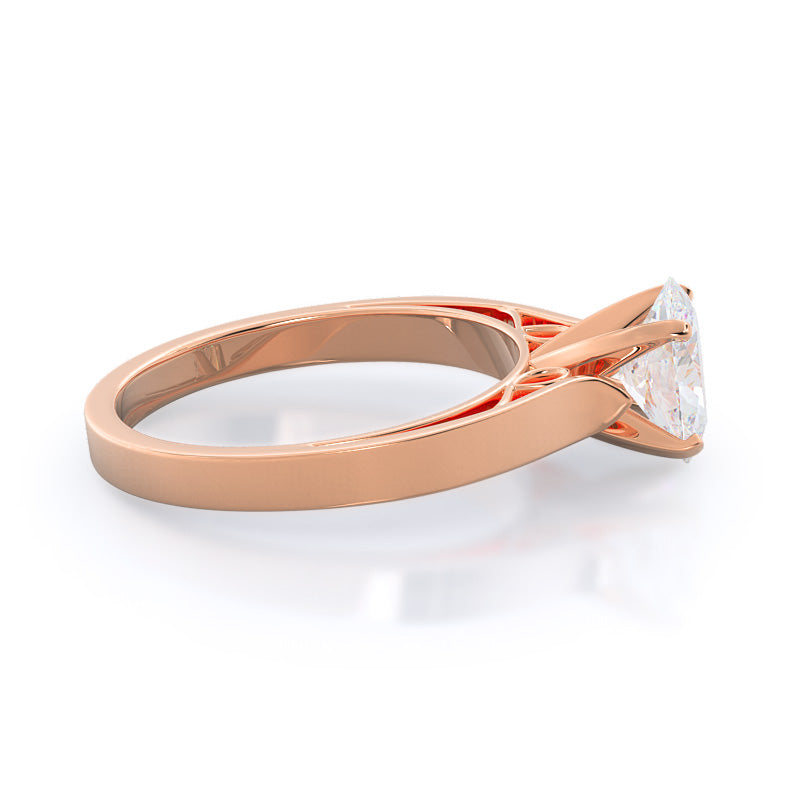 Grace Solitaire Diamond Engagement Ring with Oval Cut Diamond in 14KT Rose Gold view 3
