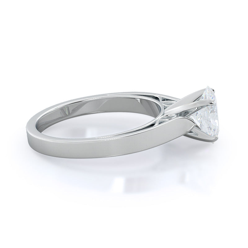 Grace Solitaire Diamond Engagement Ring with Oval Cut Diamond in 14KT Platinum view 3
