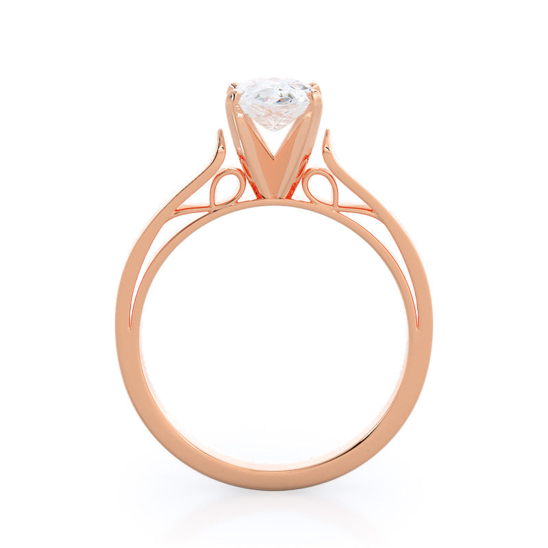 Grace Solitaire Diamond Engagement Ring with Pear Cut Diamond in 14KT Rose Gold view 2
