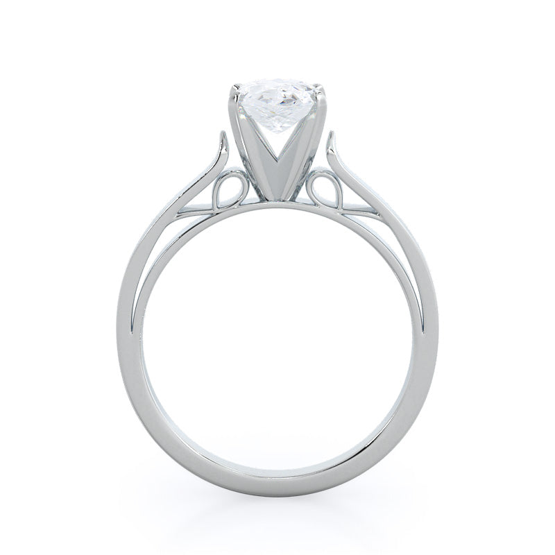 Grace Solitaire Diamond Engagement Ring with Pear Cut Diamond in 14KT Platinum view 2
