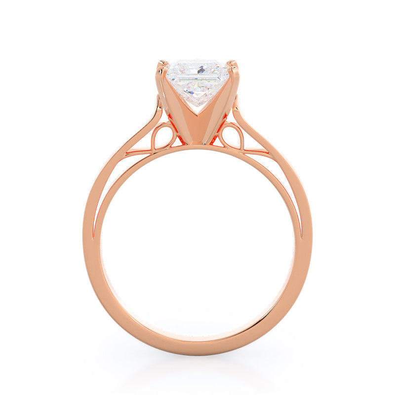 Grace Solitaire Diamond Engagement Ring with Princess Cut Diamond in 14KT Rose Gold view 2
