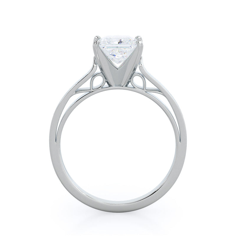 Grace Solitaire Diamond Engagement Ring with Princess Cut Diamond in 14KT Platinum view 2
