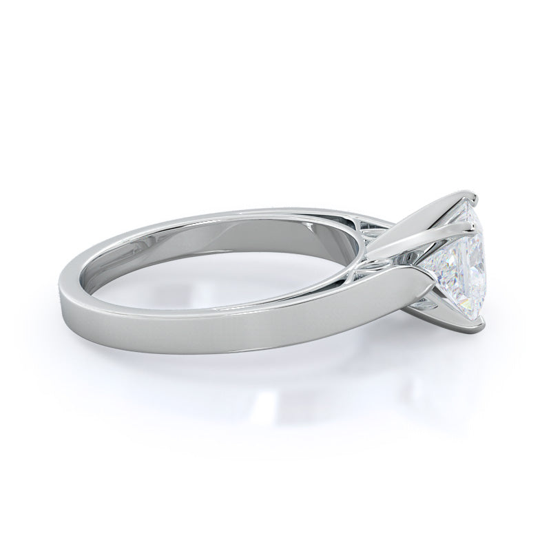 Grace Solitaire Diamond Engagement Ring with Princess Cut Diamond in 14KT Platinum view 3
