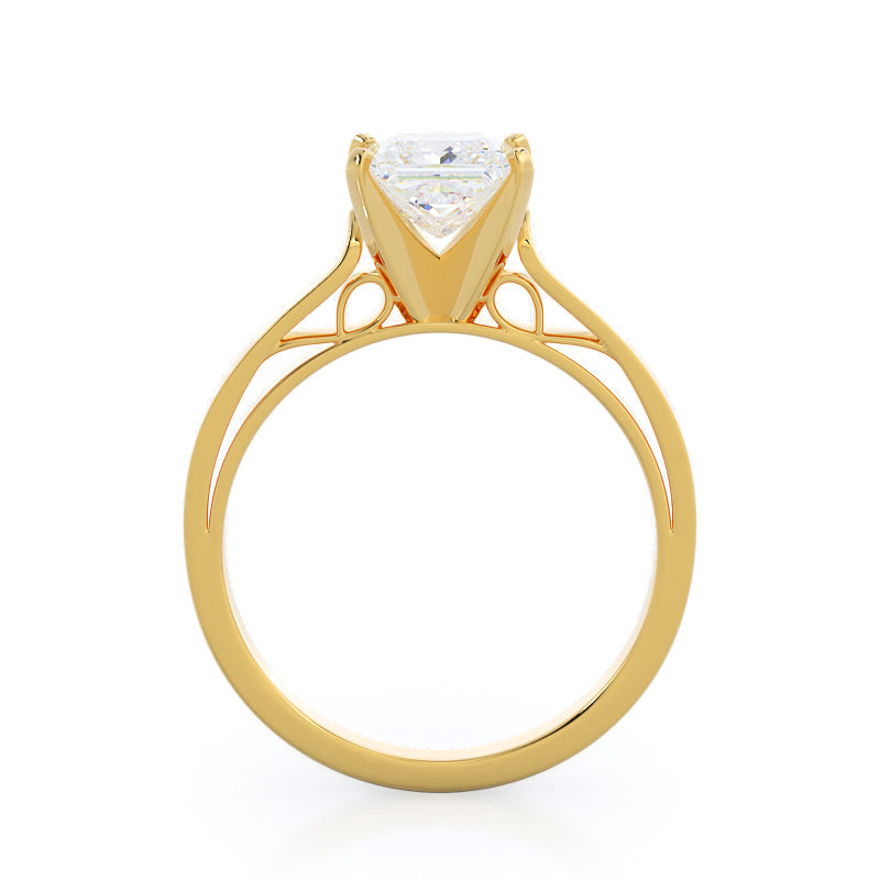 Grace Solitaire Diamond Engagement Ring with Princess Cut Diamond in 14KT Yellow Gold view 2
