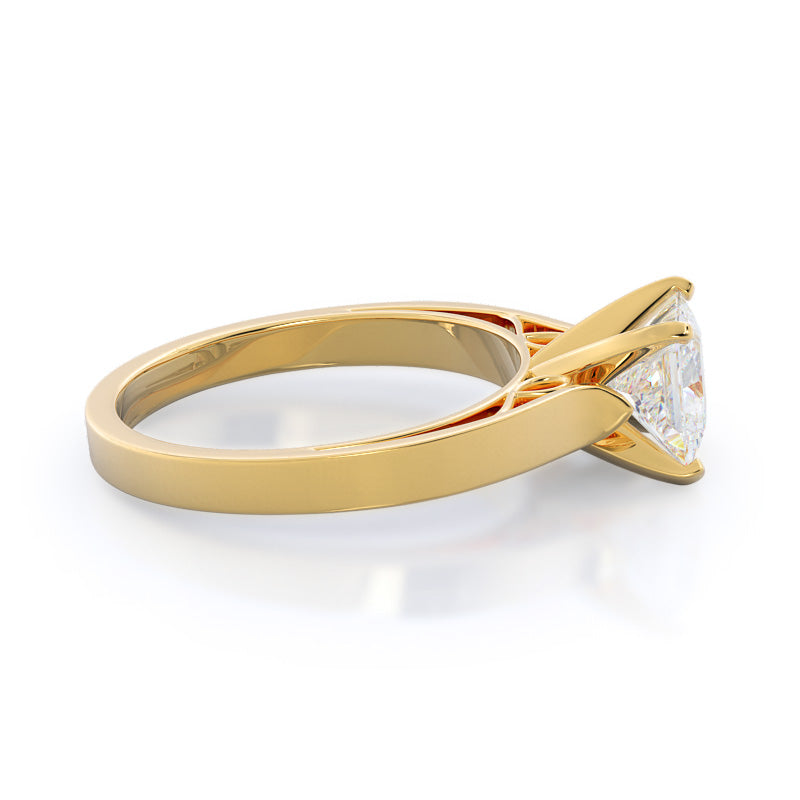 Grace Solitaire Diamond Engagement Ring with Princess Cut Diamond in 14KT Yellow Gold view 3
