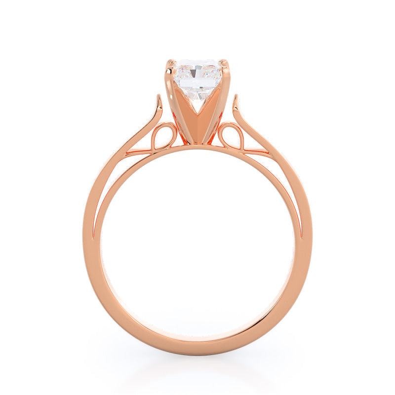 Grace Solitaire Diamond Engagement Ring with Radiant Cut Diamond in 14KT Rose Gold view 2
