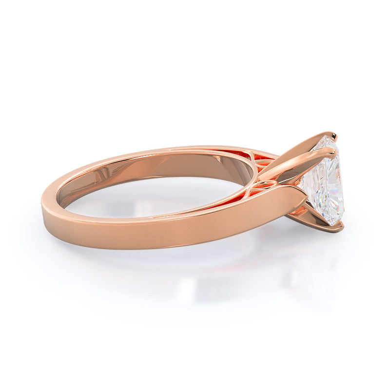 Grace Solitaire Diamond Engagement Ring with Radiant Cut Diamond in 14KT Rose Gold view 3
