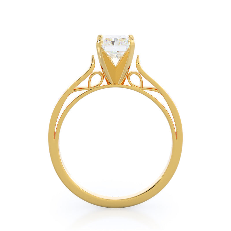 Grace Solitaire Diamond Engagement Ring with Radiant Cut Diamond in 14KT Yellow Gold view 2
