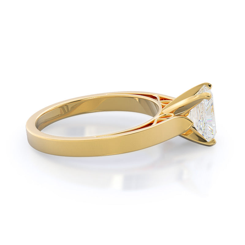 Grace Solitaire Diamond Engagement Ring with Radiant Cut Diamond in 14KT Yellow Gold view 3
