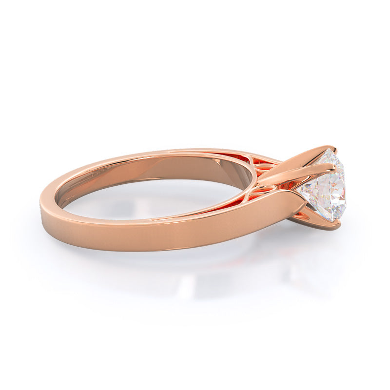 Grace Solitaire Diamond Engagement Ring with Round Cut Diamond in 14KT Rose Gold view 3
