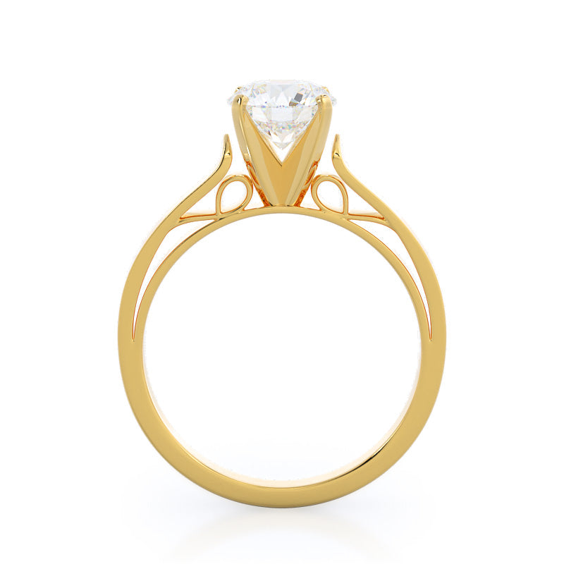 Grace Solitaire Diamond Engagement Ring with Round Cut Diamond in 14KT Yellow Gold view 2
