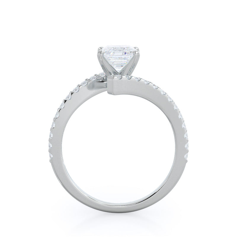 Asscher Cut Twist Diamond Engagement Ring with Lab Grown Diamond in 14KT Platinum view 2
