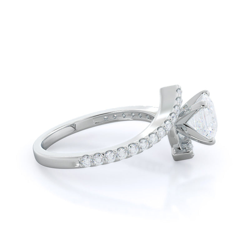 Asscher Cut Twist Diamond Engagement Ring with Lab Grown Diamond in 14KT Platinum view 3
