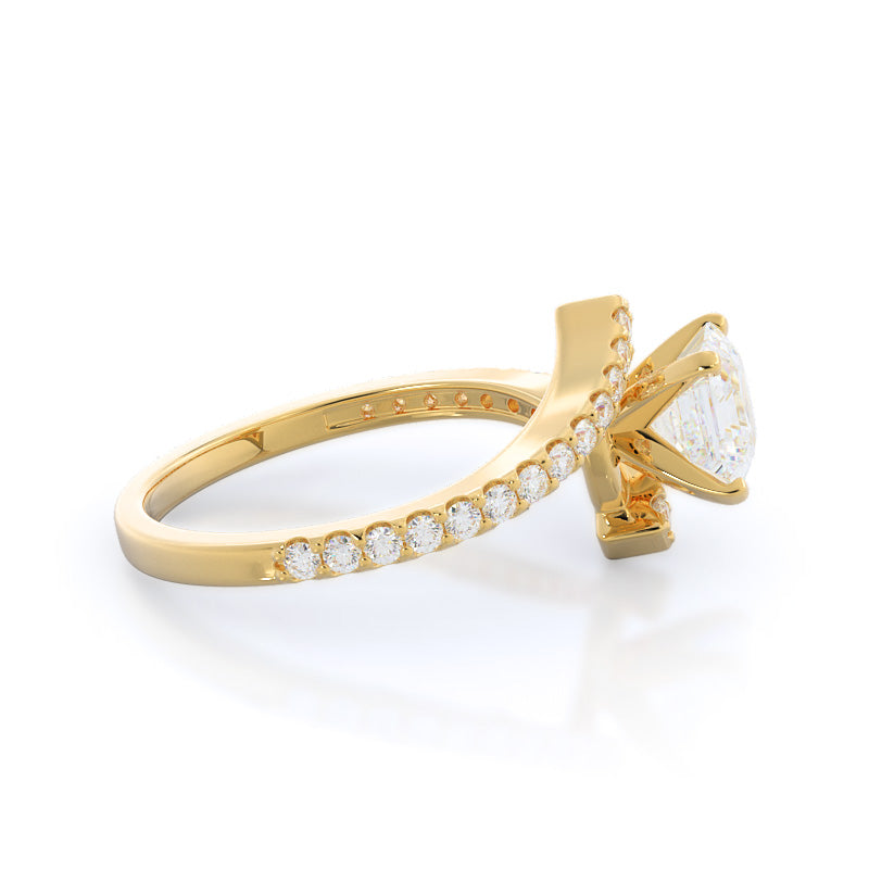 Asscher Cut Twist Diamond Engagement Ring with Lab Grown Diamond in 14KT Yellow Gold view 3
