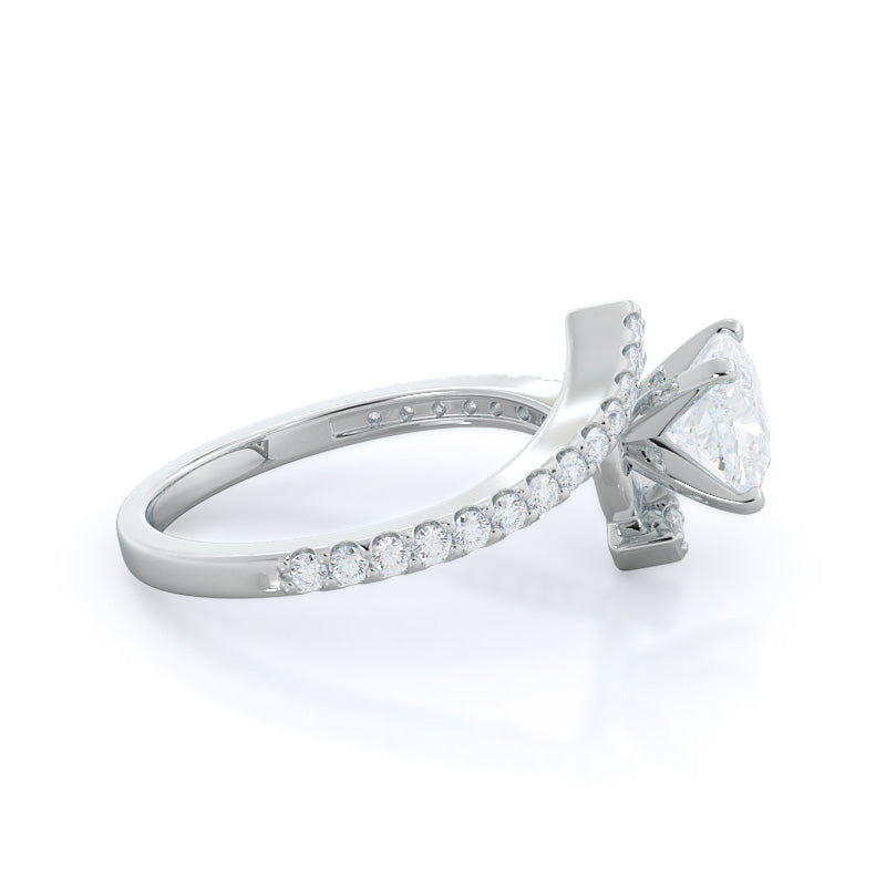 Cushion Cut Twist Diamond Engagement Ring with Lab Grown Diamond in 14KT Platinum view 3
