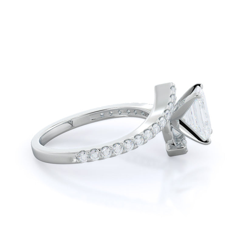 Emerald Cut Twist Diamond Engagement Ring with Lab Grown Diamond in 14KT Platinum view 3
