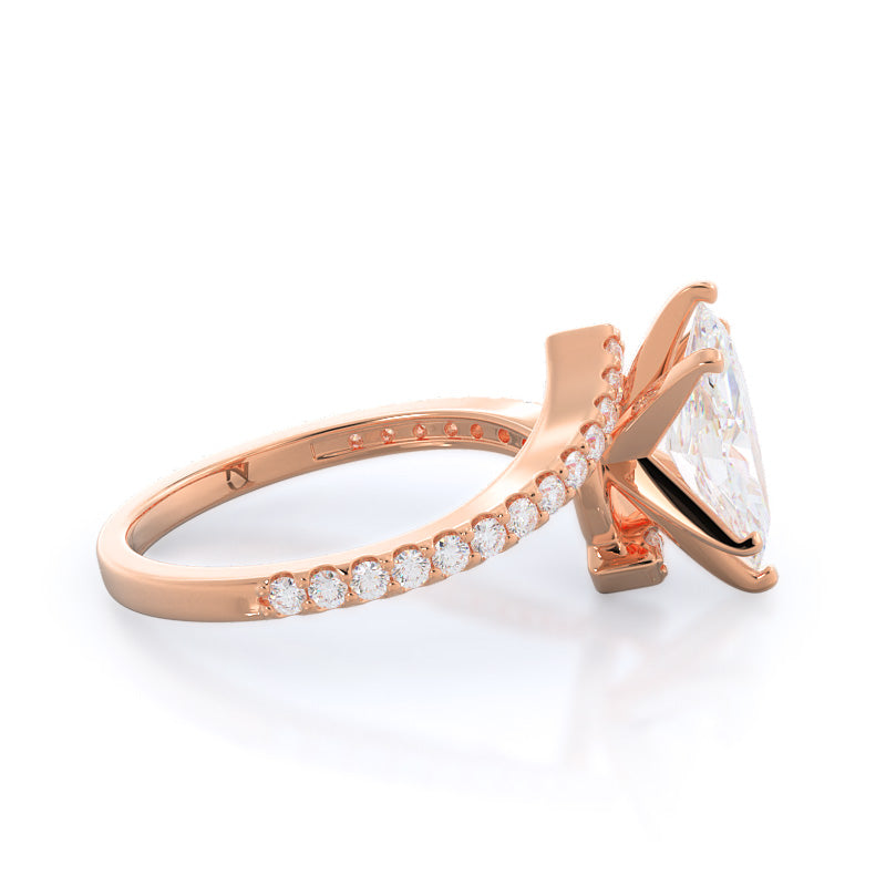 Marquise Cut Twist Diamond Engagement Ring with Lab Grown Diamond in 14KT Rose Gold view 3
